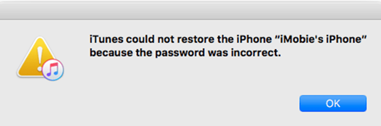 itunes could not restore the iphone because the password was incorrect