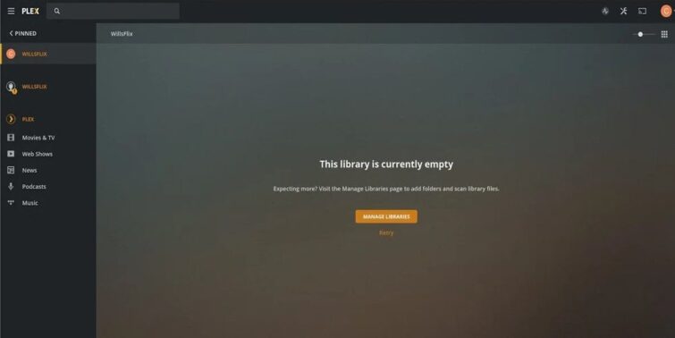 plex there are no items in this library