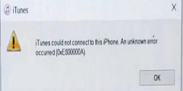 iTunes Could Not Connect To This iPhone An Unknown Error Occurred 0xe80000a